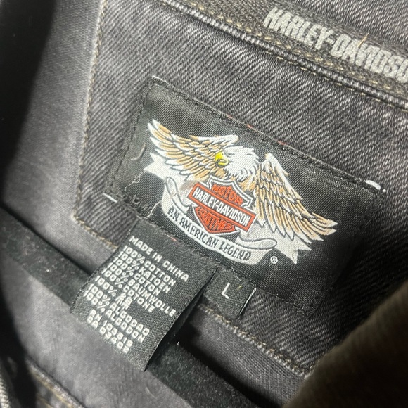 Men’s Harley Davidson Black Jean Jacket Size L - Picture 10 of 10